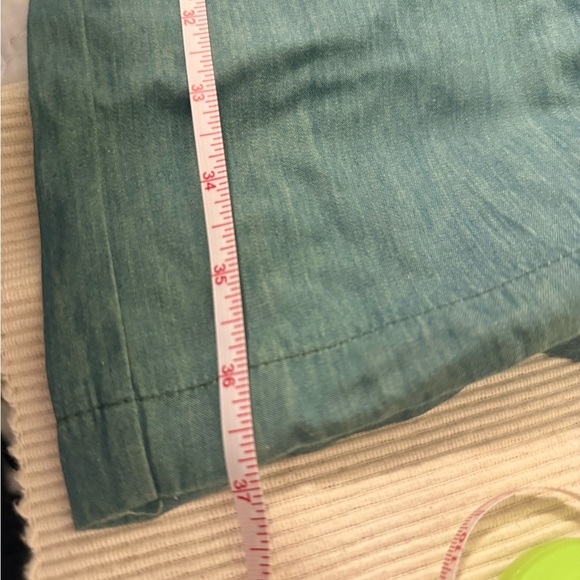 Highlight Sage Green Linen Paperbag Waist Cropped Wide-Leg Pants M - Picture 4 of 10